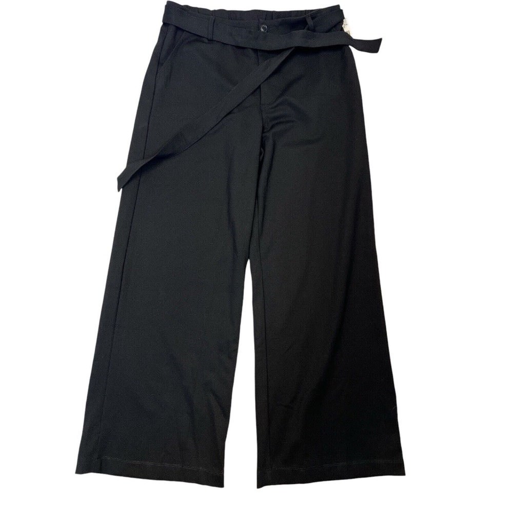Kut From The Kloth Dress Pant Wide Leg Ponte‎ Belt Comfort Stretch Black 16 LONG